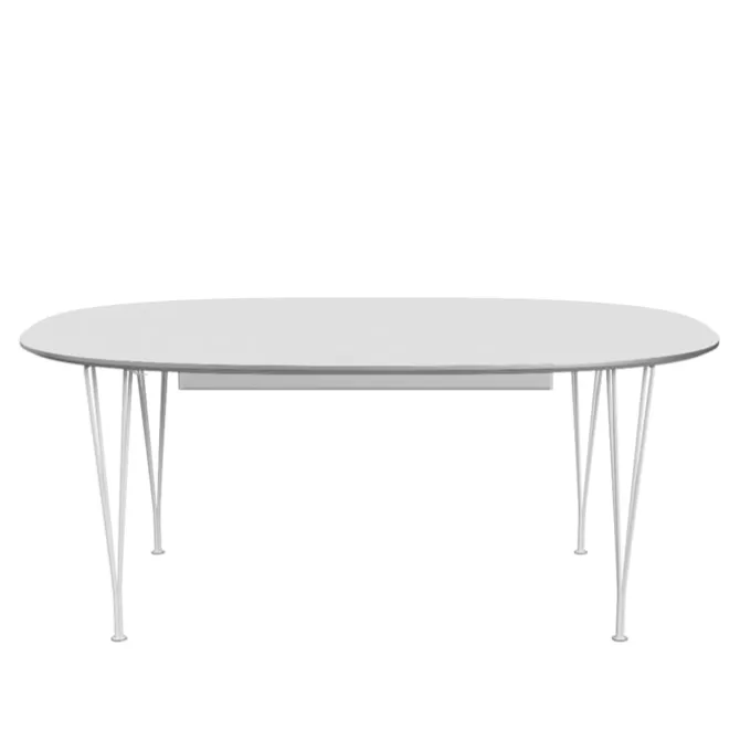 B619 Superellipse uttrekkbart spisebord 180–300 x 120 cm White