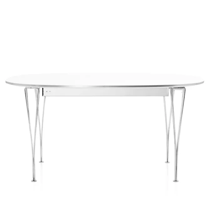 B619 Superellipse uttrekkbart spisebord 180–300 x 120 cm Chrome