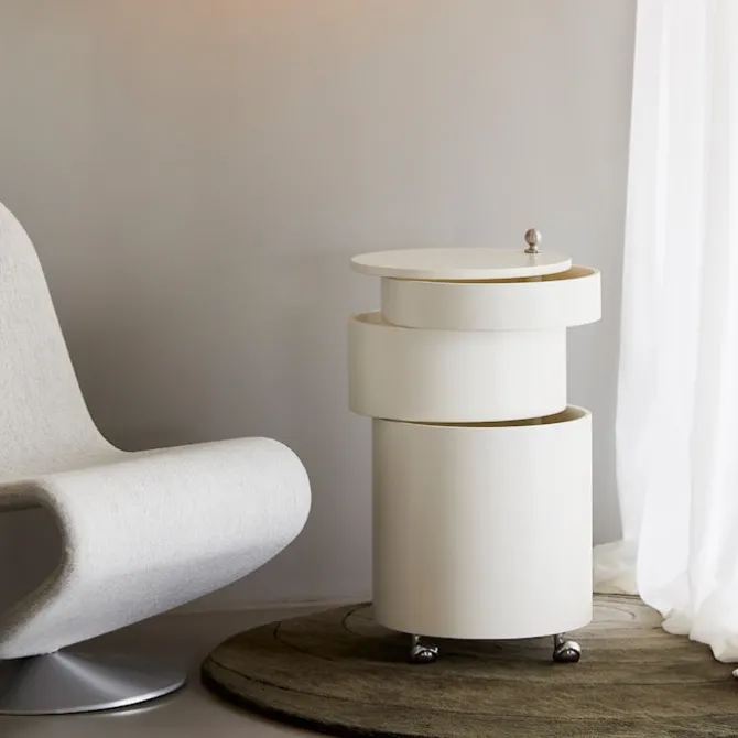 Barboy High Gloss Side Table & Mobile Storage Unit