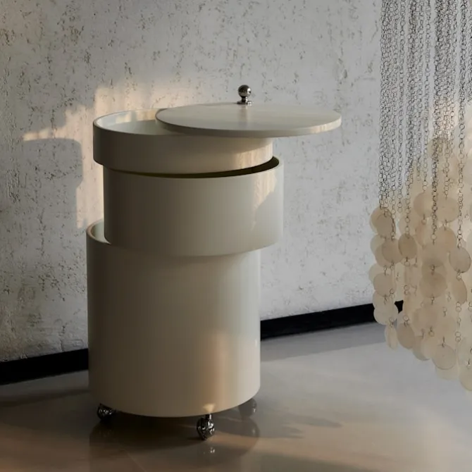 Barboy High Gloss Side Table & Mobile Storage Unit