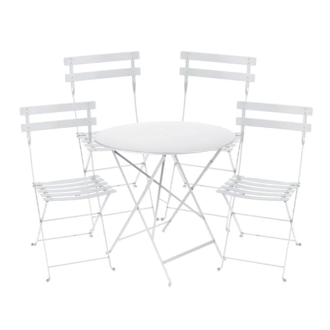 Bistro spisegruppe bord 77cm & 4 metall stoler