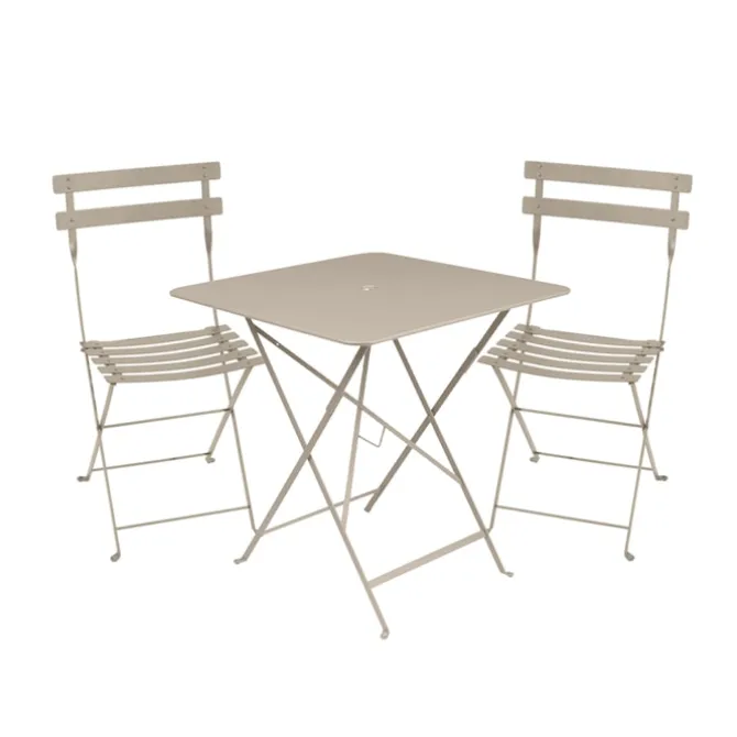Bistro spisegruppe bord 71cm & 2 metall stoler