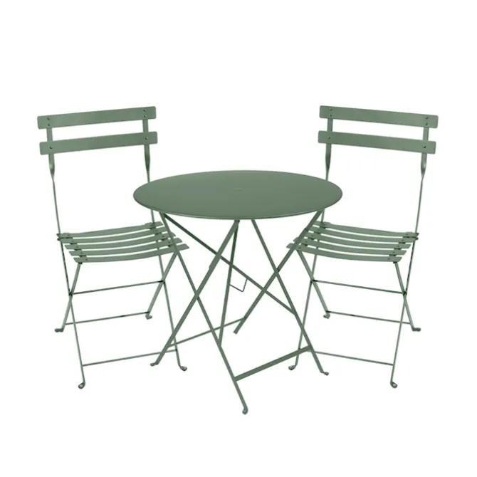 Bistro spisegruppe bord 77cm & 2 metall stoler