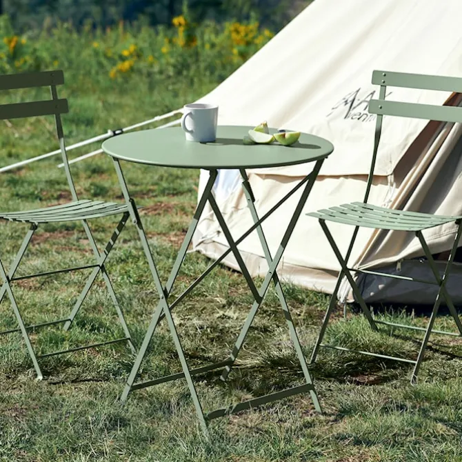Bistro spisegruppe Ø96cm & 4 metall stoler