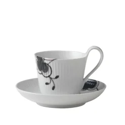 Black Fluted Mega Kopp Med Høy Hank & Skål 24 cl Dekor Nr. 2