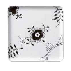 Black Fluted Mega Kvadratisk Tallerken 20 x 20 cm