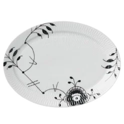 Black Fluted Mega Ovalt Tallerken 28 cm