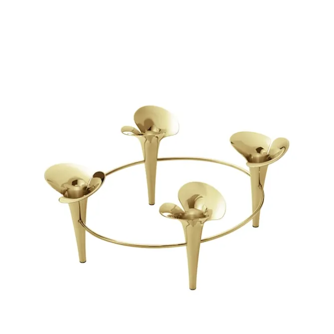Bloom Botanica Taper Candleholder, 4 Candles, Gold