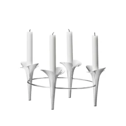 Bloom Botanica Taper Candleholder, 4 Candles, Silver