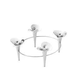 Bloom Botanica Taper Candleholder, 4 Candles, Silver