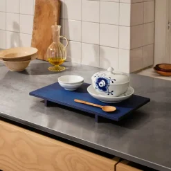 Blue Fluted Mega Bolle Med Lokk & Skål 38 cl