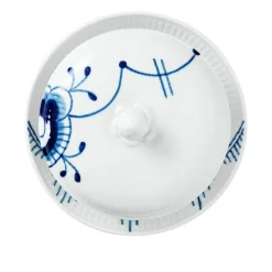 Blue Fluted Mega Bolle Med Lokk & Skål 38 cl