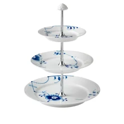 Blue Fluted Mega Fat 3 Etasjer 35 cm