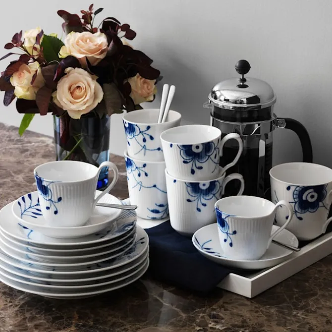 Blue Fluted Mega Krus 38 cl 2 stk