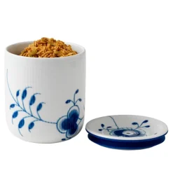 Blue Fluted Mega Oppbevaringskrukke 80 cl / 13 cm