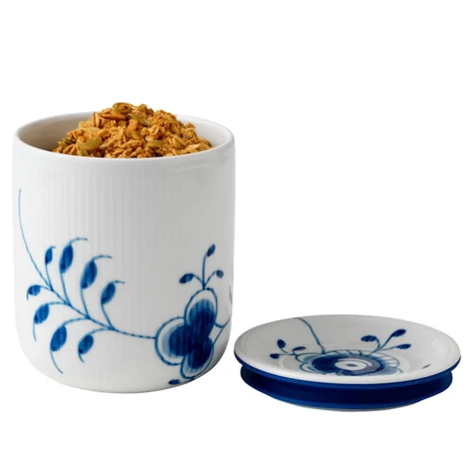 Blue Fluted Mega Oppbevaringskrukke 80 cl / 13 cm