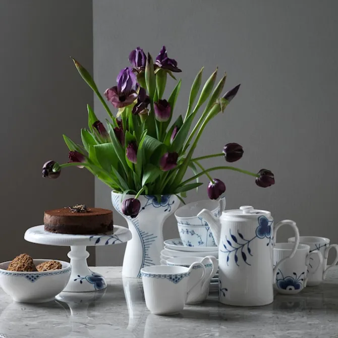 Blue Fluted Mega Åpen Vase 19 cm