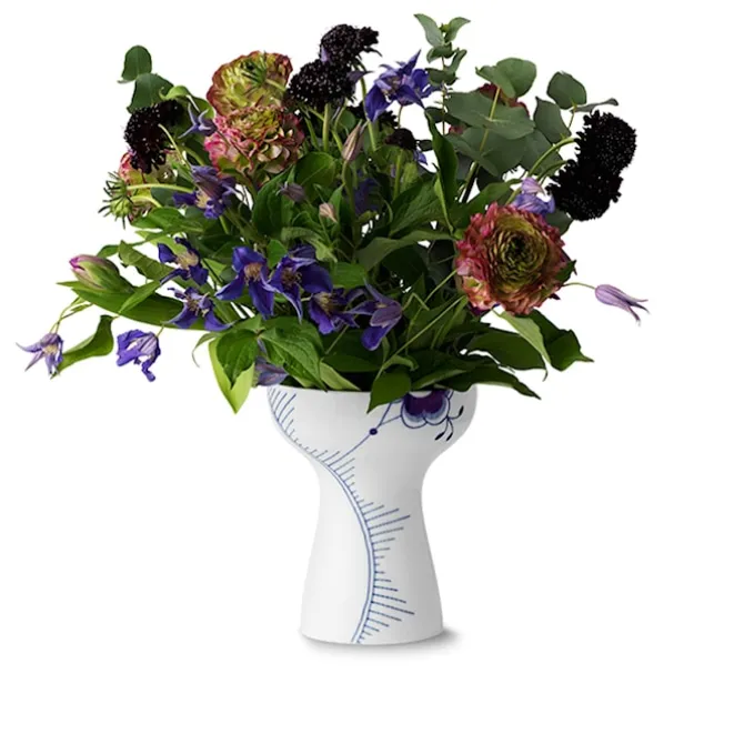 Blue Fluted Mega Åpen Vase 19 cm
