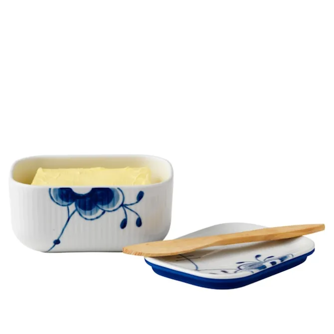 Blue Fluted Mega Smørskål Med Lokk 42 cl