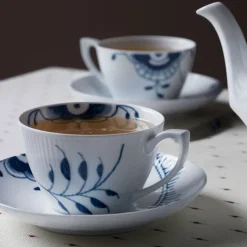 Blue Fluted Mega Tekopp & Skål 28 cl