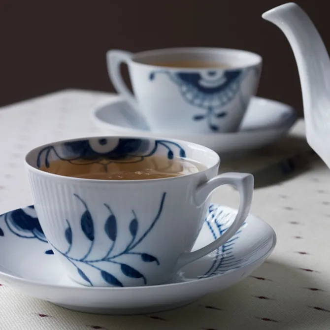 Blue Fluted Mega Tekopp & Skål 28 cl