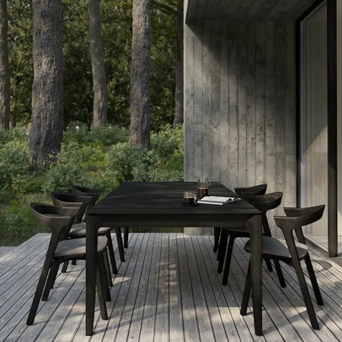 Bok Outdoor Dining Chair - Varnished Oak/Black