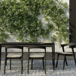 Bok Outdoor Dining Chair - Varnished Oak/Black