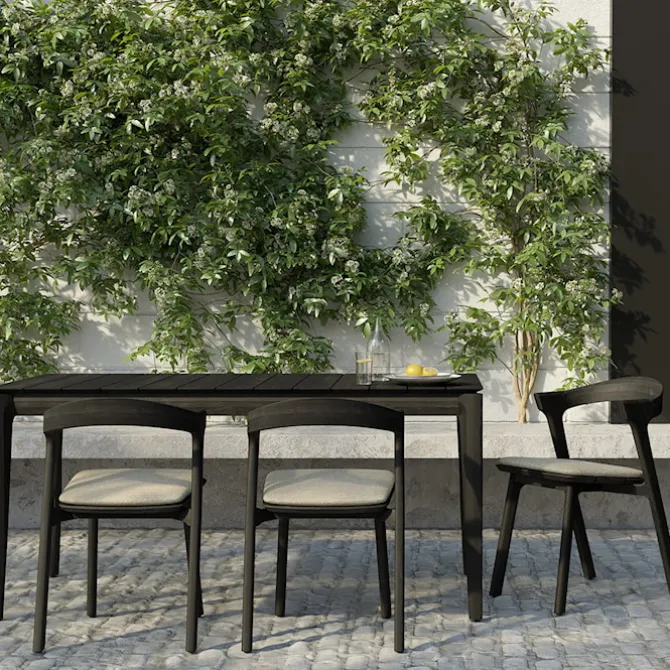 Bok Outdoor Dining Chair - Varnished Oak/Black
