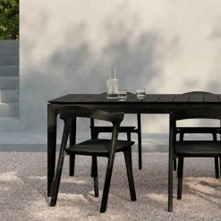 Bok Outdoor Dining Chair - Varnished Oak/Black