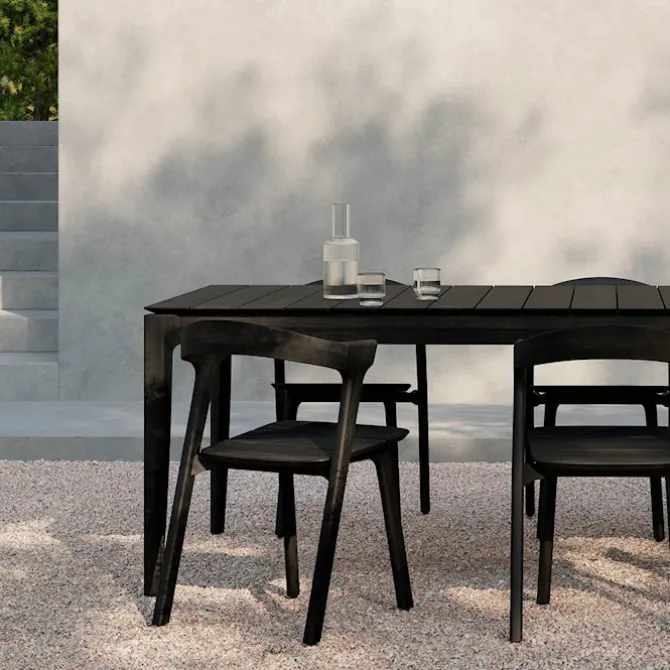Bok Outdoor Dining Chair - Varnished Oak/Black