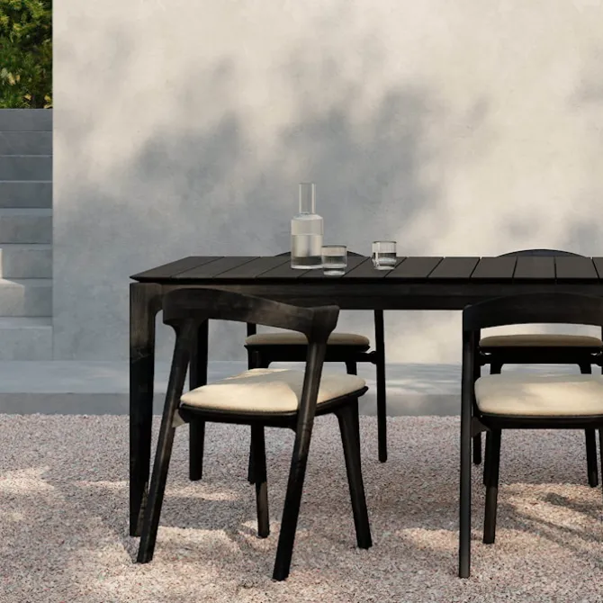 Bok Outdoor Dining Table Black Teak