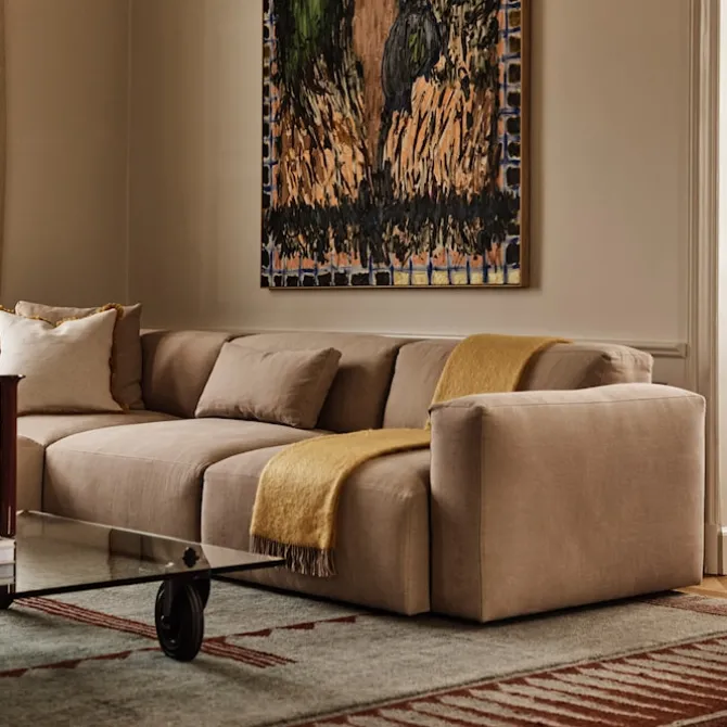 Brick 3-Seater Chaise Lounge Open End Right