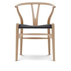 CH24 Y-stol - Bøk/Svart flettet papirsnor