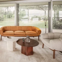 Croissant 3-seters sofa valnøtt