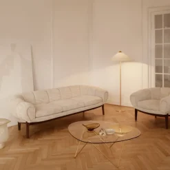 Croissant 3-seters sofa valnøtt