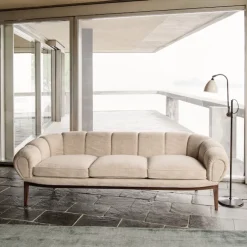 Croissant 3-seters sofa valnøtt