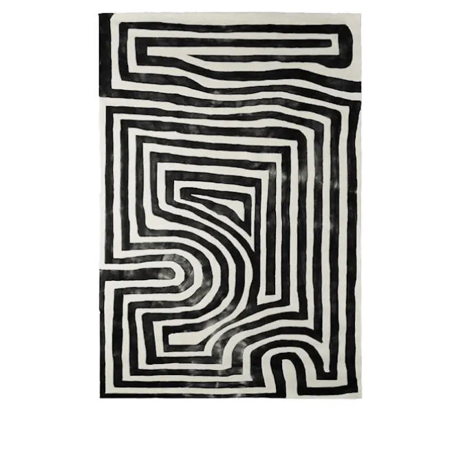 DD Psychedelic Labyrinth Rug Charcoal