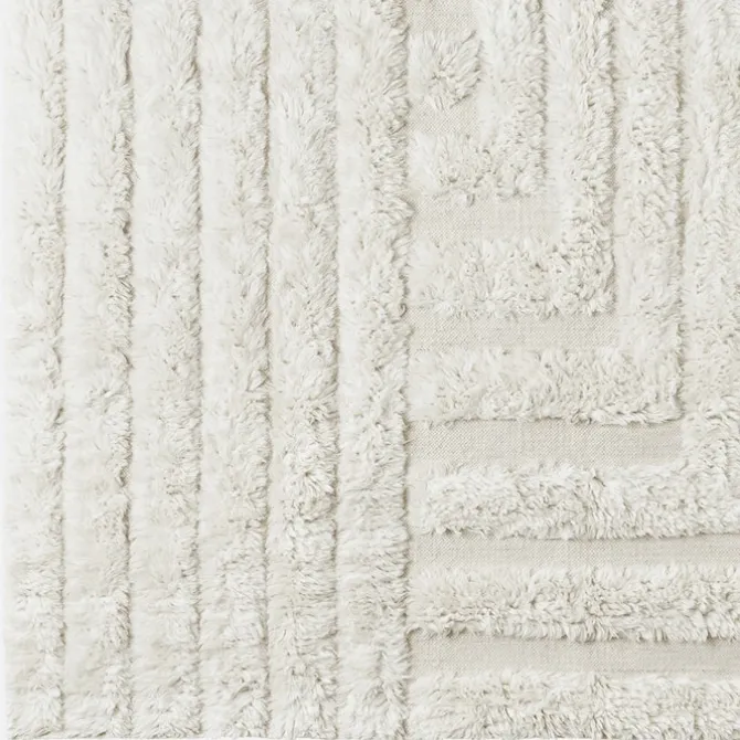 DD Shaggy Labyrinth Rug White
