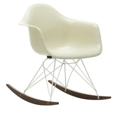 Eames Fiberglass Armchair RAR gyngestol White/Dark Maple