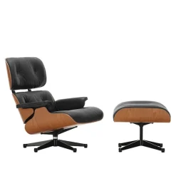 Eames Lounge Chair & Ottoman kirsebærpolert/svart base