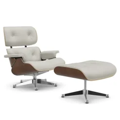 Eames Lounge Chair & Ottoman svartbeiset valnøttpolert base