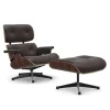 Eames Lounge Chair & Ottoman Santos Palisander svart/polert base