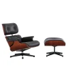 Eames Lounge Chair & Ottoman svartbeiset valnøttsort/polert bunn