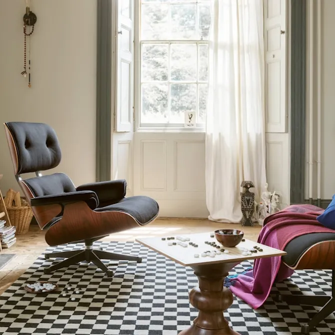 Eames Lounge Chair & Ottoman Santos Palisander Polert Base