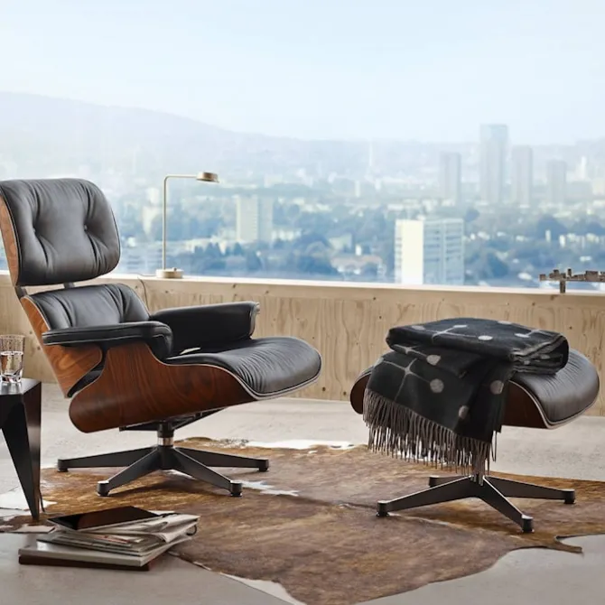 Eames Lounge Chair & Ottoman Santos Palisander Polert Base