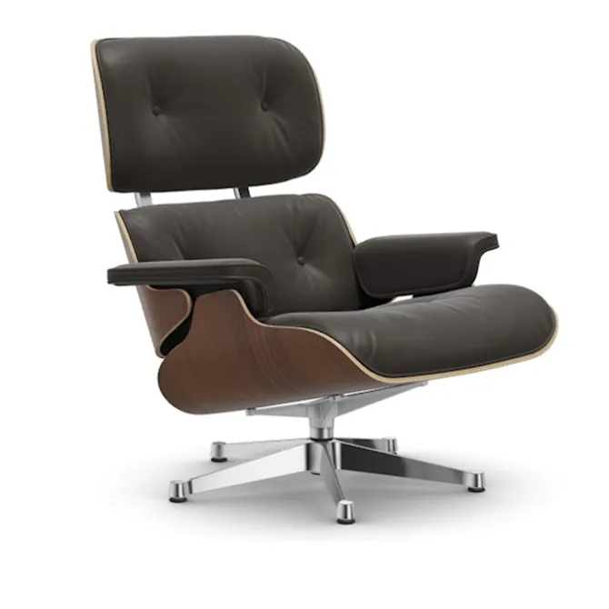 Eames Lounge Chair Black-pigmented Walnut Polished lenestol