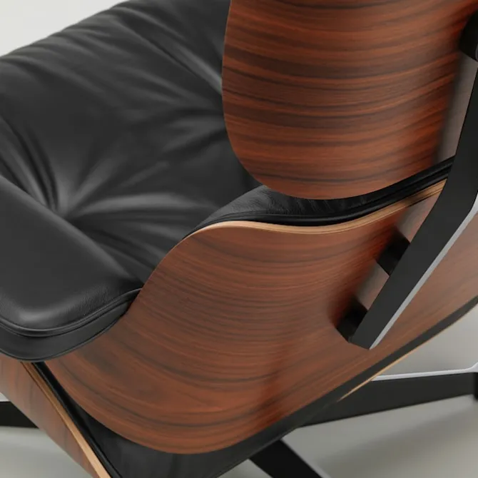 Eames Lounge Chair Black-pigmented Walnut Polished lenestol