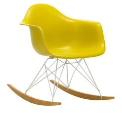 Eames RE Plastic Armchair RAR gyngestol White/Golden Maple