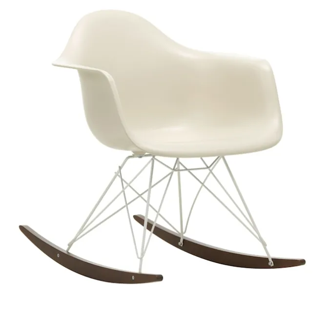Eames RE Plastic Armchair RAR gyngestol White/Dark Maple