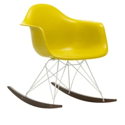 Eames RE Plastic Armchair RAR gyngestol White/Dark Maple
